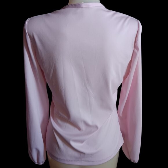 Vintage Women's Large 11/12 Blouse Top 1980's Sexy Secretary Rose Pink Keyhole - Picture 4 of 5